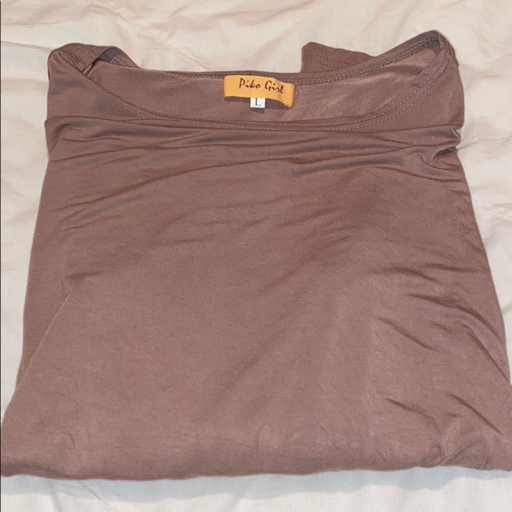 Tan Longsleeve Piko Top size Girls L